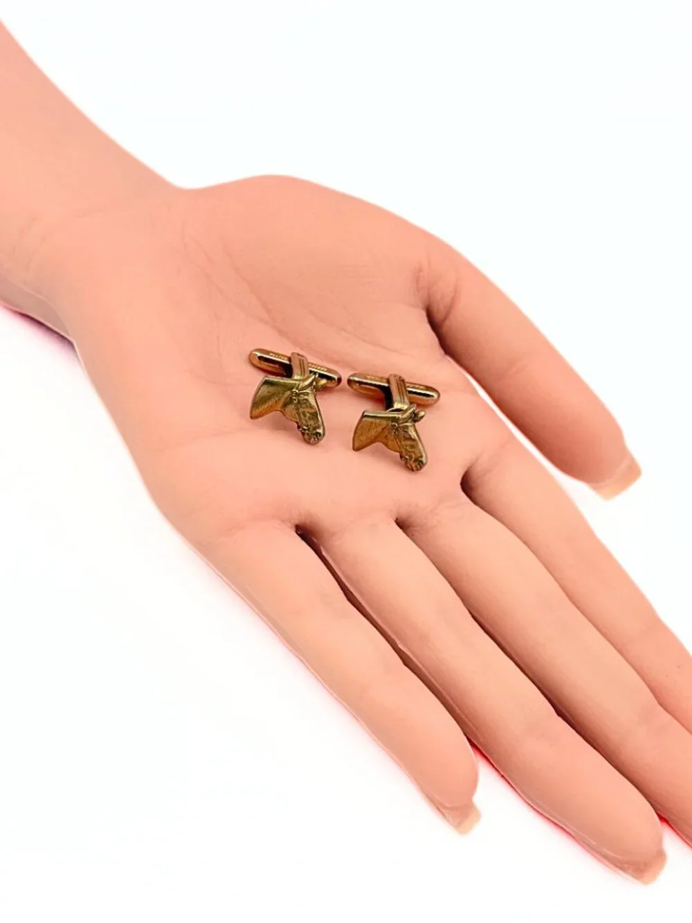 Hickok USA Gold Plated Figural Horse Head Equestrian Motif Cufflinks